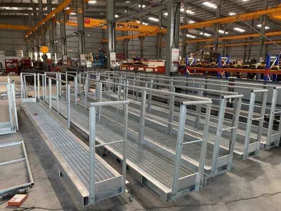 Platforms, ladders and railings for batch-mix plants