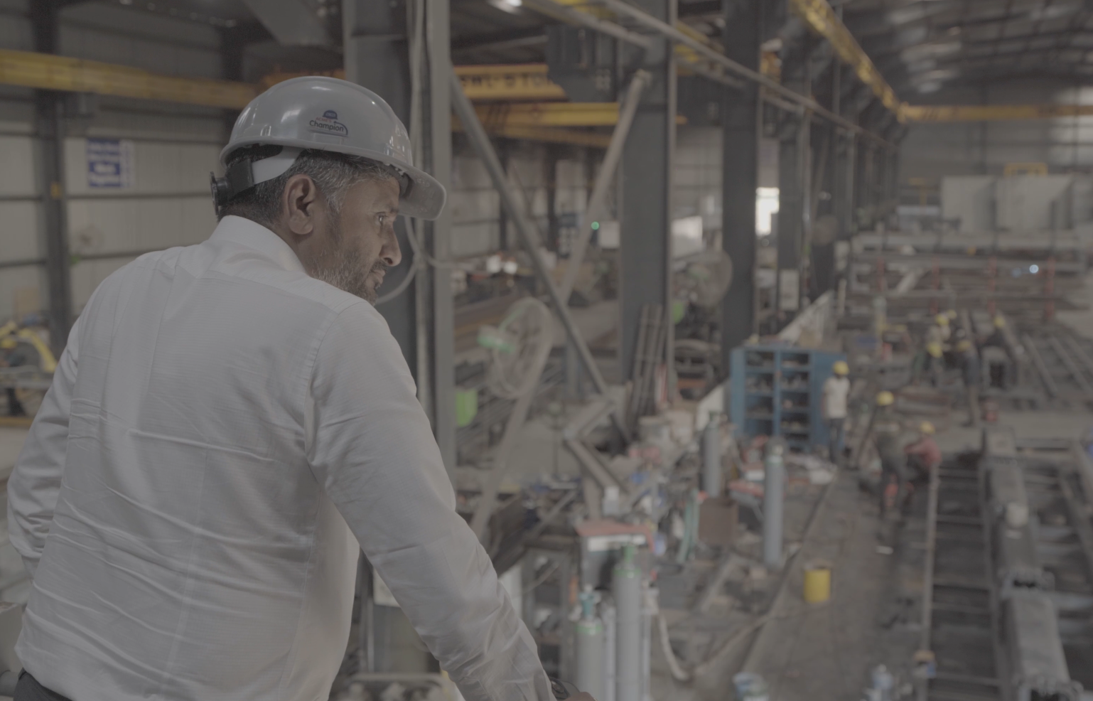 Ganesh Gohil, Managing Director, overlooking a fabrication bay at Allmarc