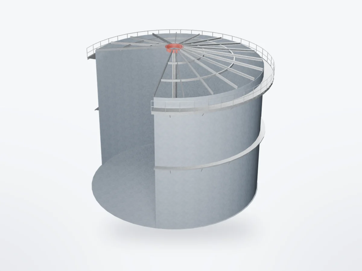 3D model of Storage Tank Supports & Wind Girders